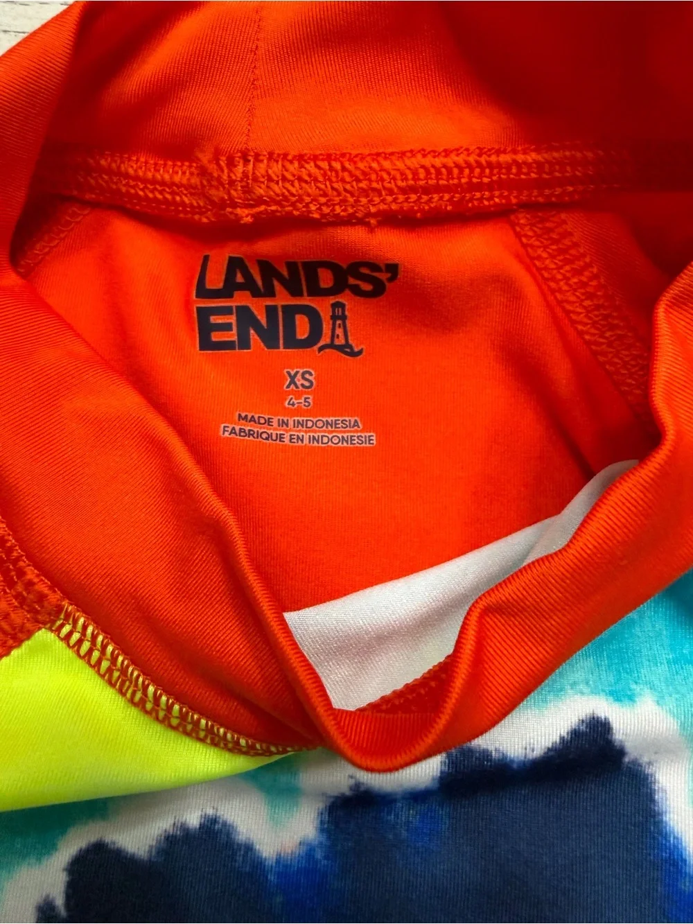 Lands' End Kids' Long-Sleeve Rashguard Set - Navy Gamer & Tie-Dye Orange NWOT